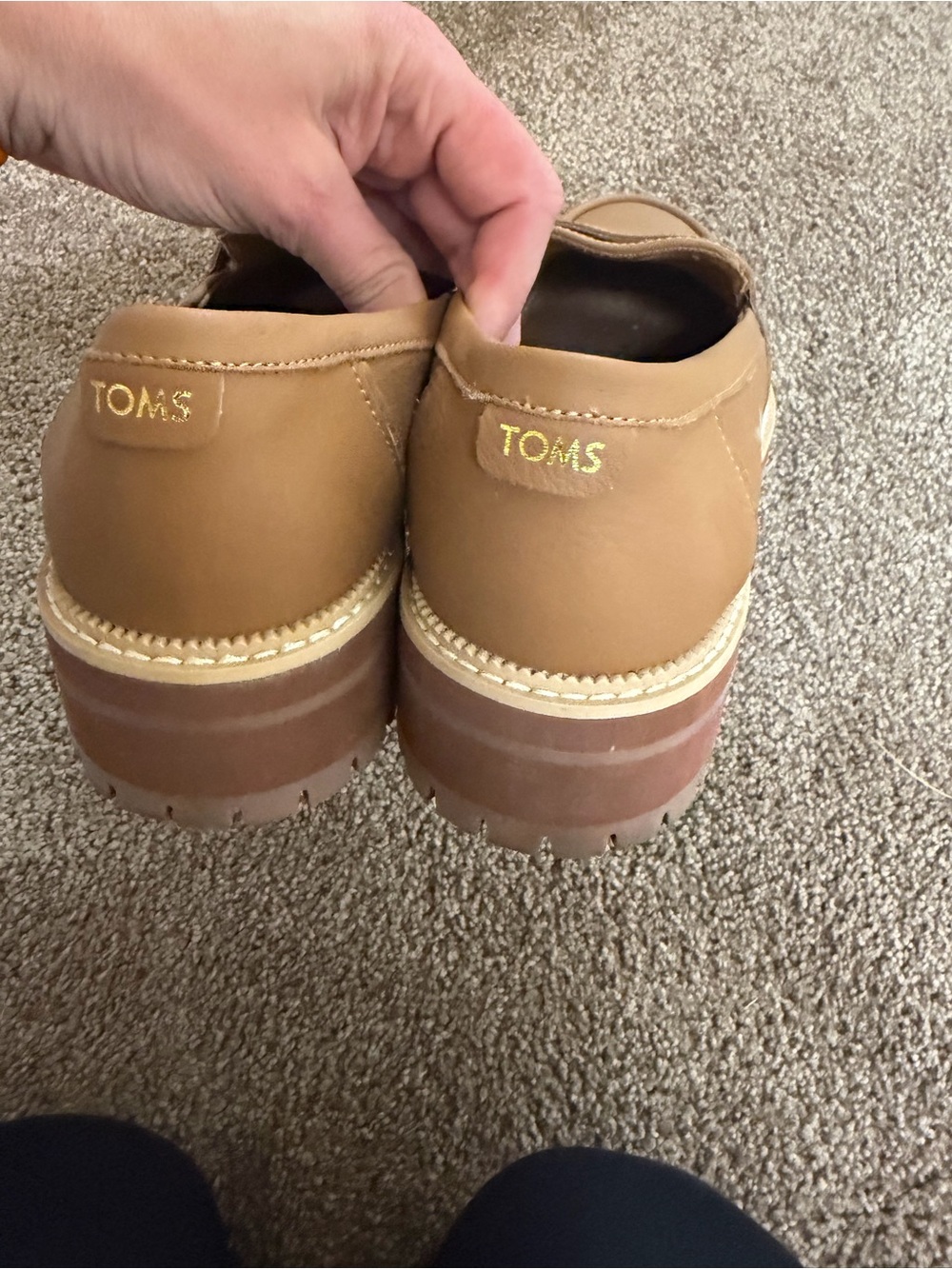 Toms Tan Leather Penny Loafers - Picture 3 of 4